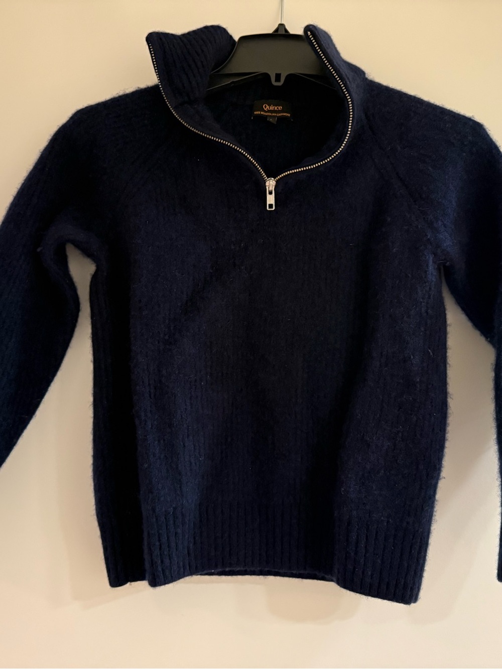 QUINCE 100% Mongolian Cashmere Fisherman Quarter Zip Sweater